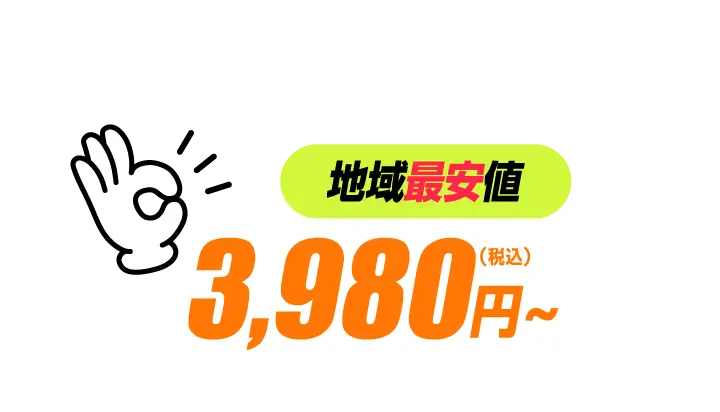 地域最安値3,980円（税込）〜